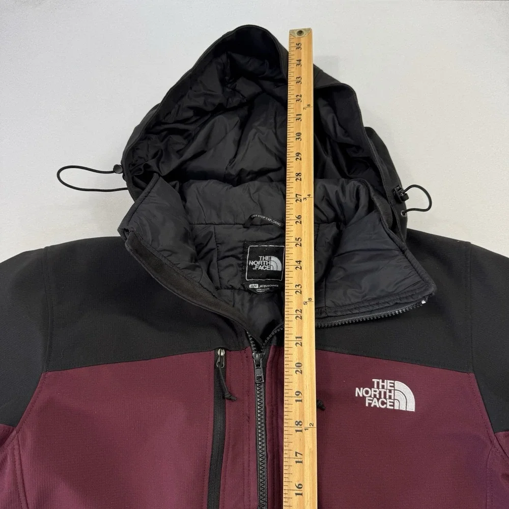 The North Face Outdoor Hooded Jacket Full Zip Primaloft Maroon Black Mens Medium